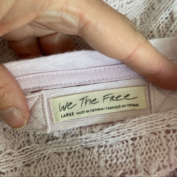 Free People Thiens Hacci Light Pink Long Sleeve Sweater Top L - Picture 4 of 7